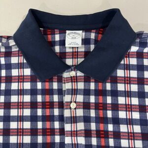 Brooks Brothers Polo Shirt Mens XL Striped Plaid Check Pattern Red Blue White